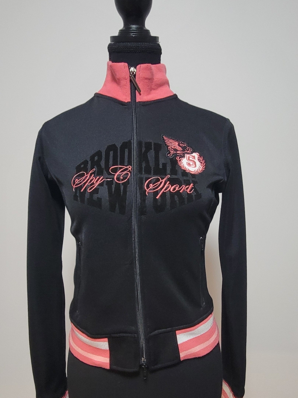 Women's Black & Pink Y2K Varsity Jacket